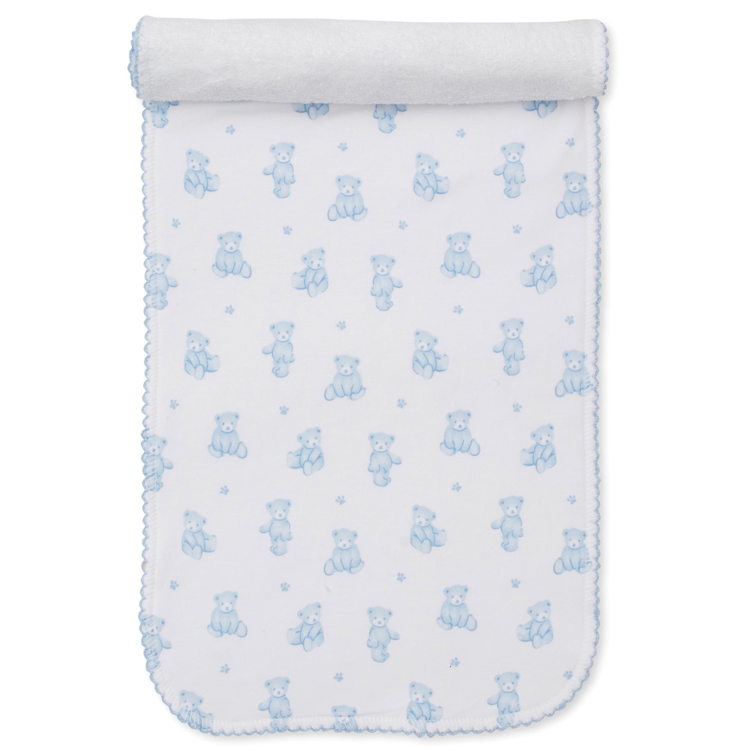 Blue Teddy Print Burp Bib