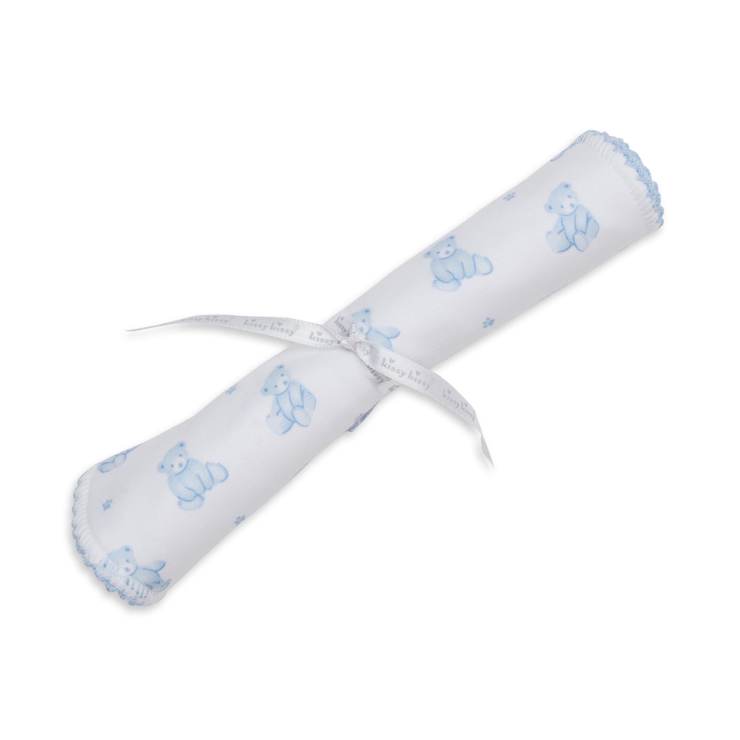 Blue Teddy Print Burp Bib