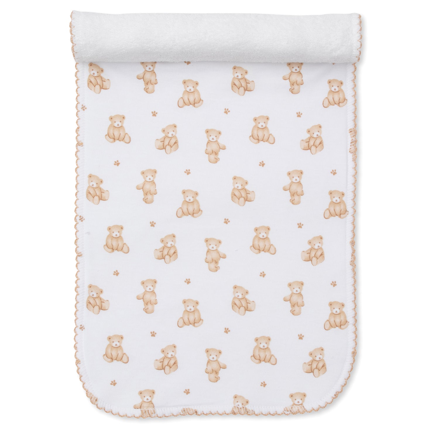 Beige Teddy Print Burp Bib