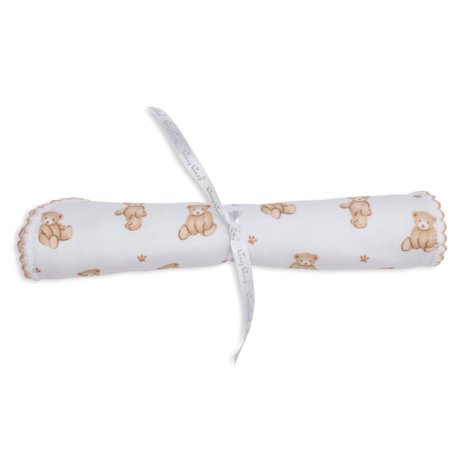 Beige Teddy Print Burp Bib