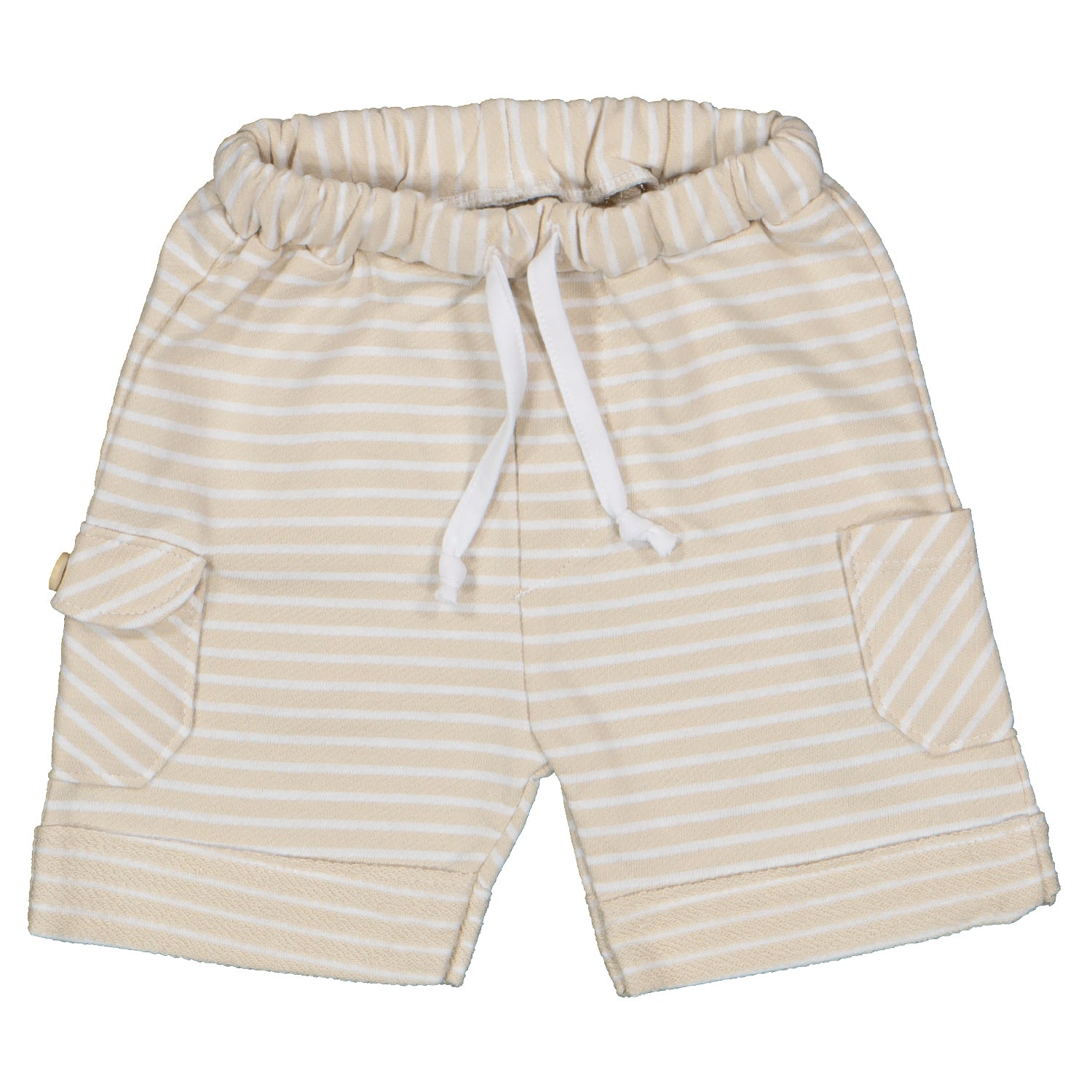 White & Beige Stripe Short Set