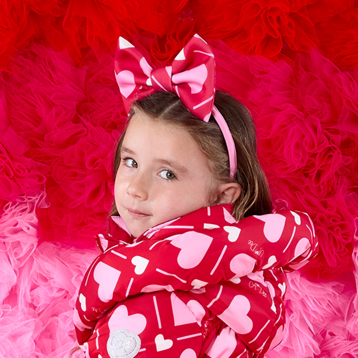 Heart Print Bow Coat