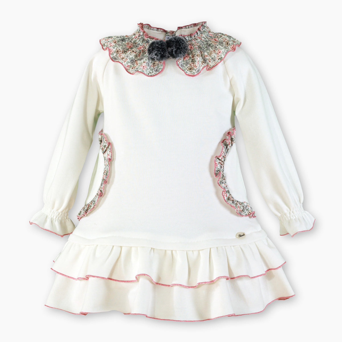 Ivory Floral Trim Dress