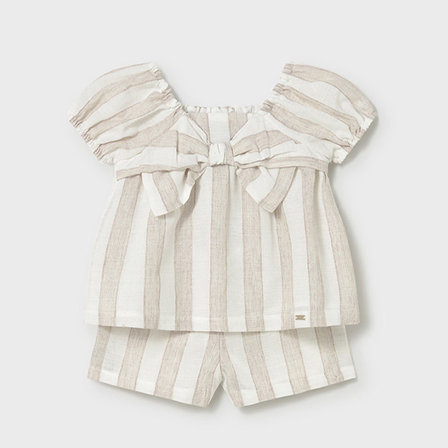 Beige Stripe Short Set