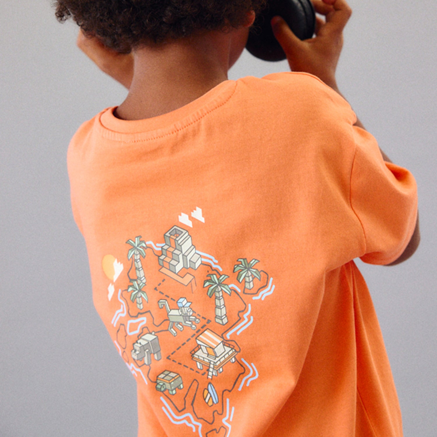 Orange & Khaki Short Set