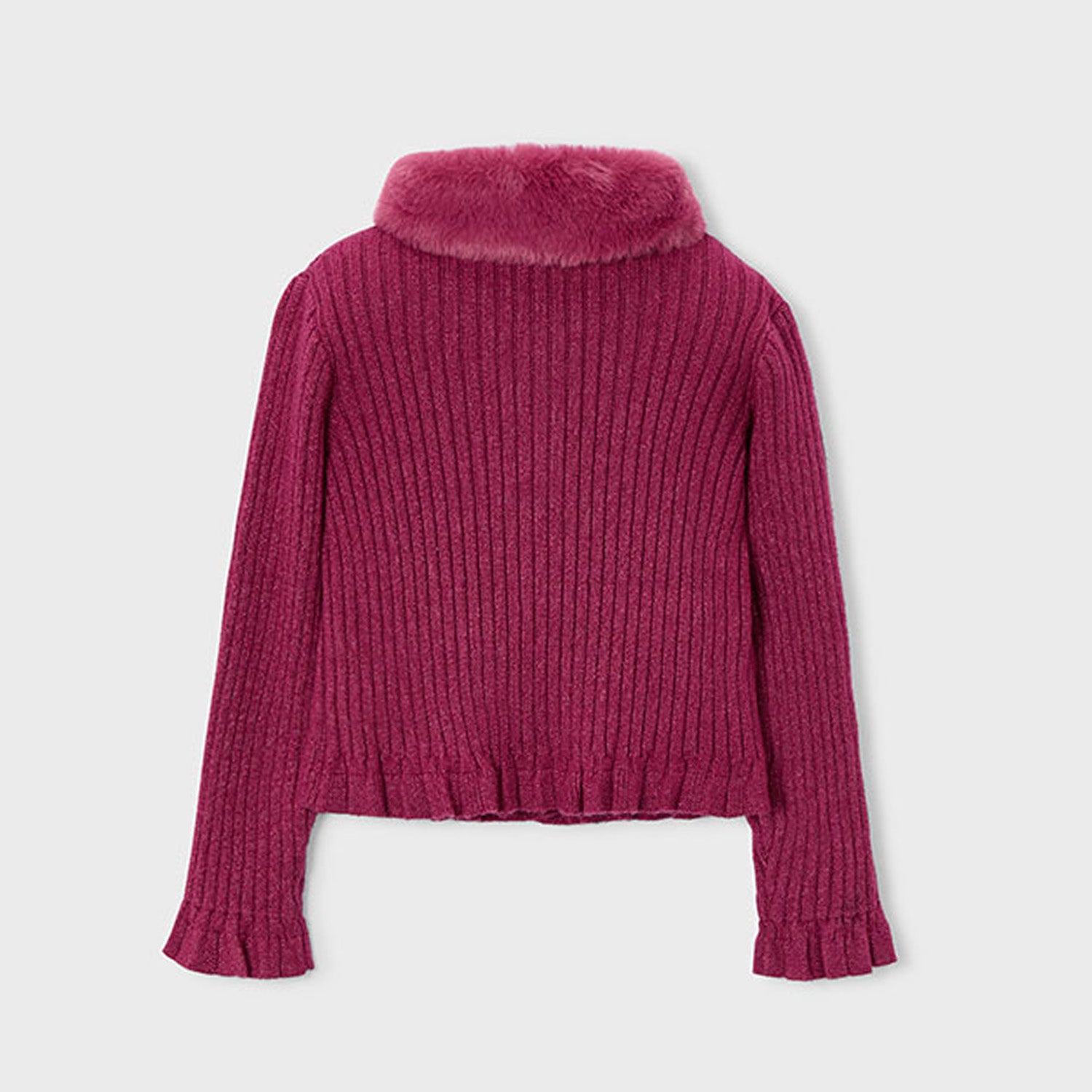Cherry Faux Fur Collar Cardigan