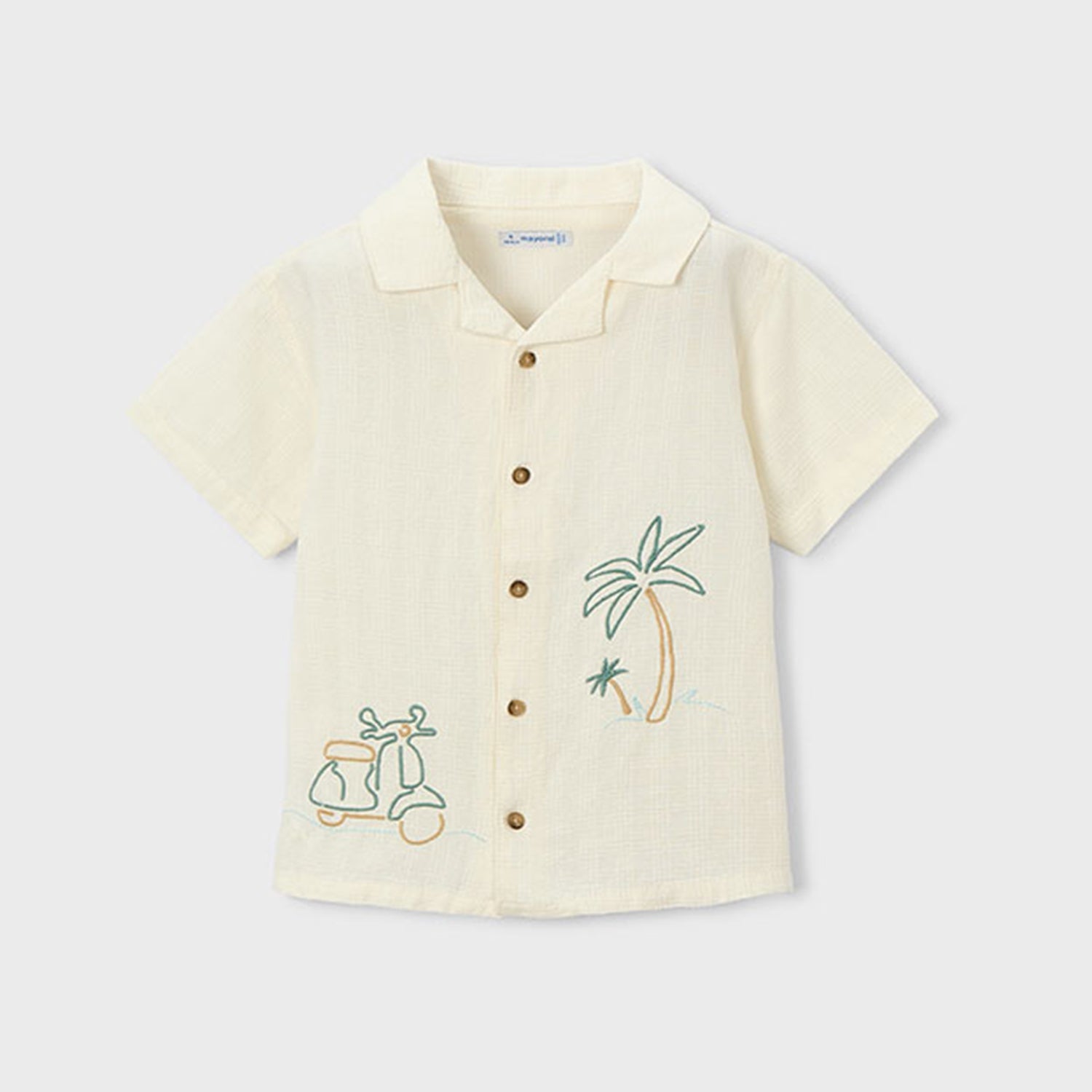 Cream Embroided Shirt Set