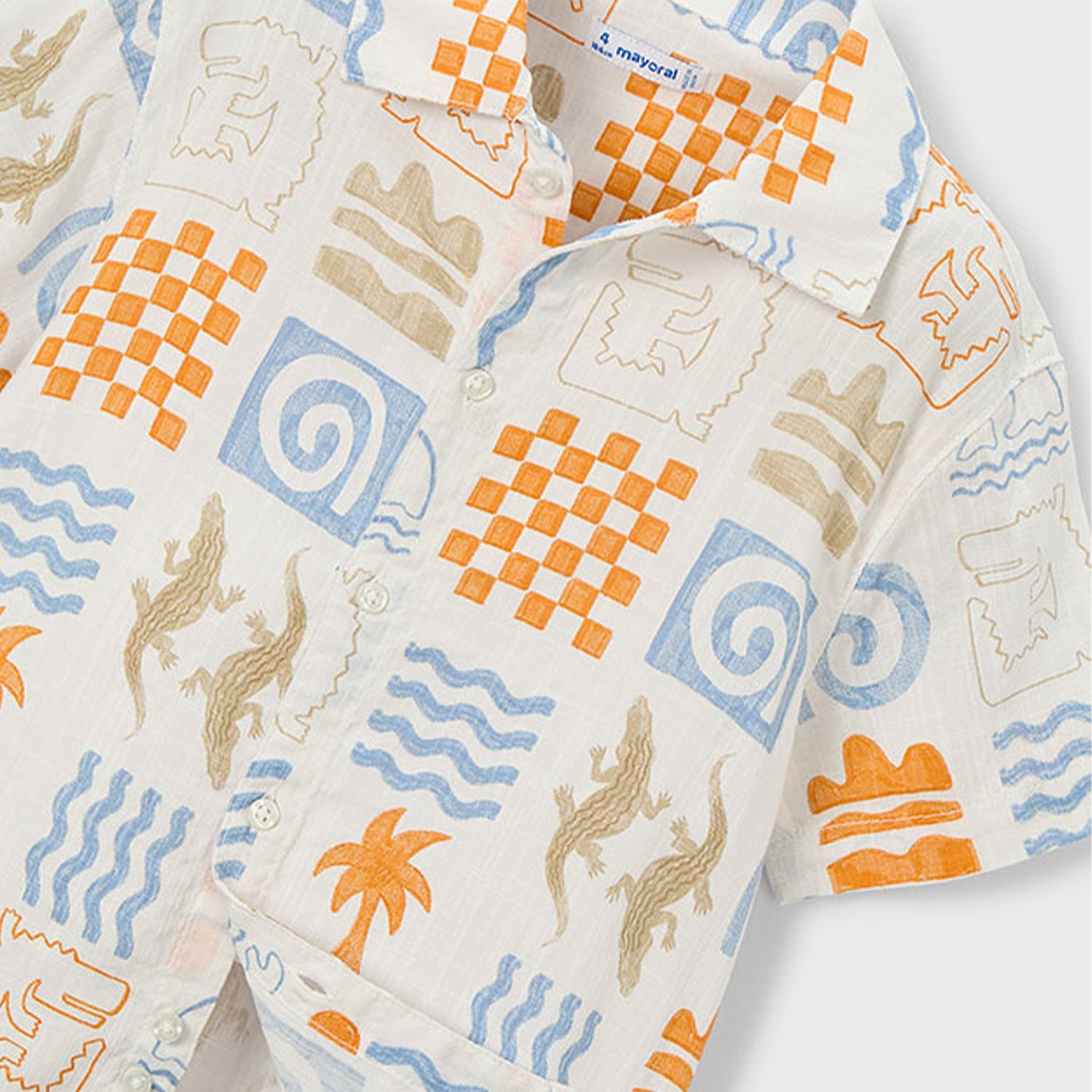 Orange Print Shirt & Short Set