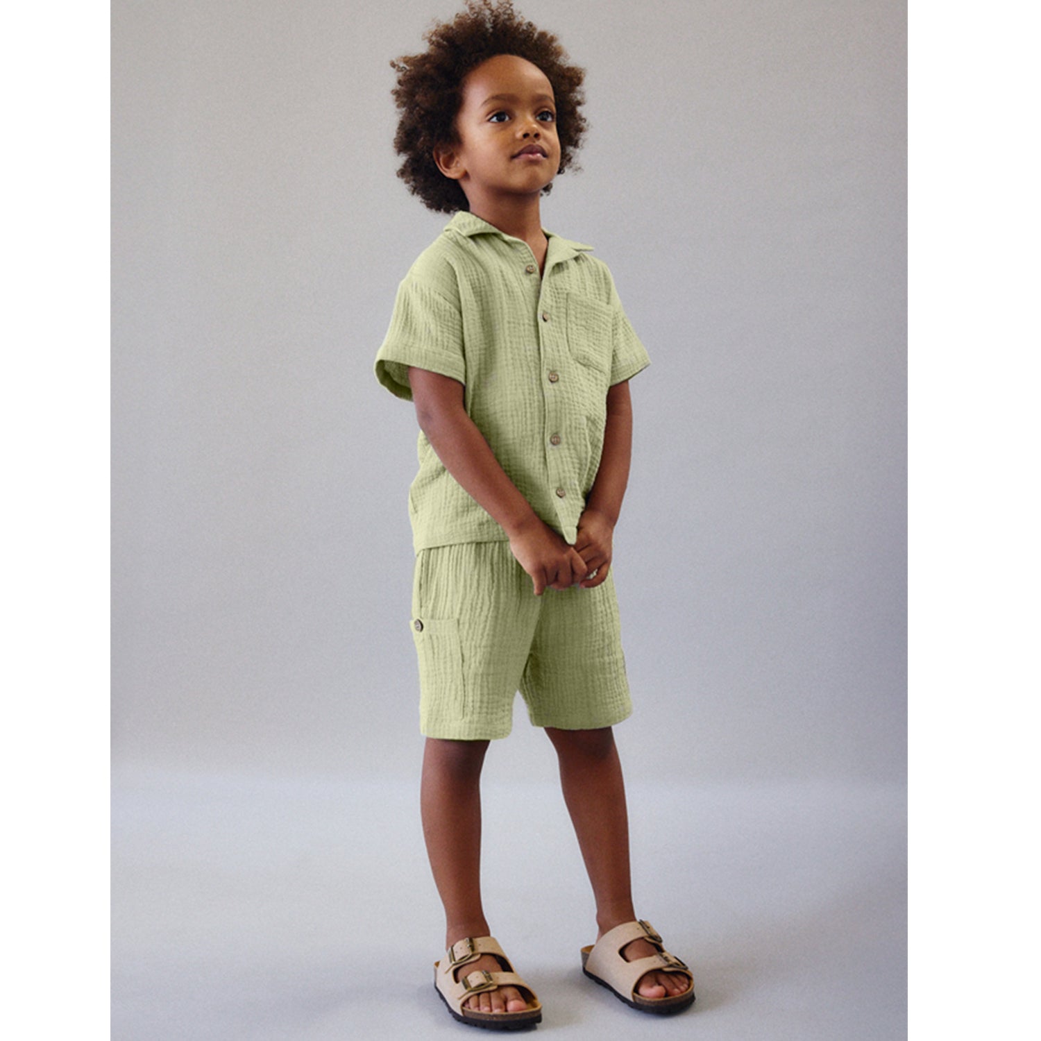 Khaki Crepe Short Set