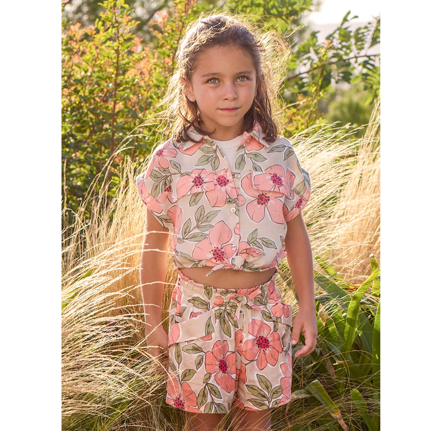 Tangerine Floral Short Set