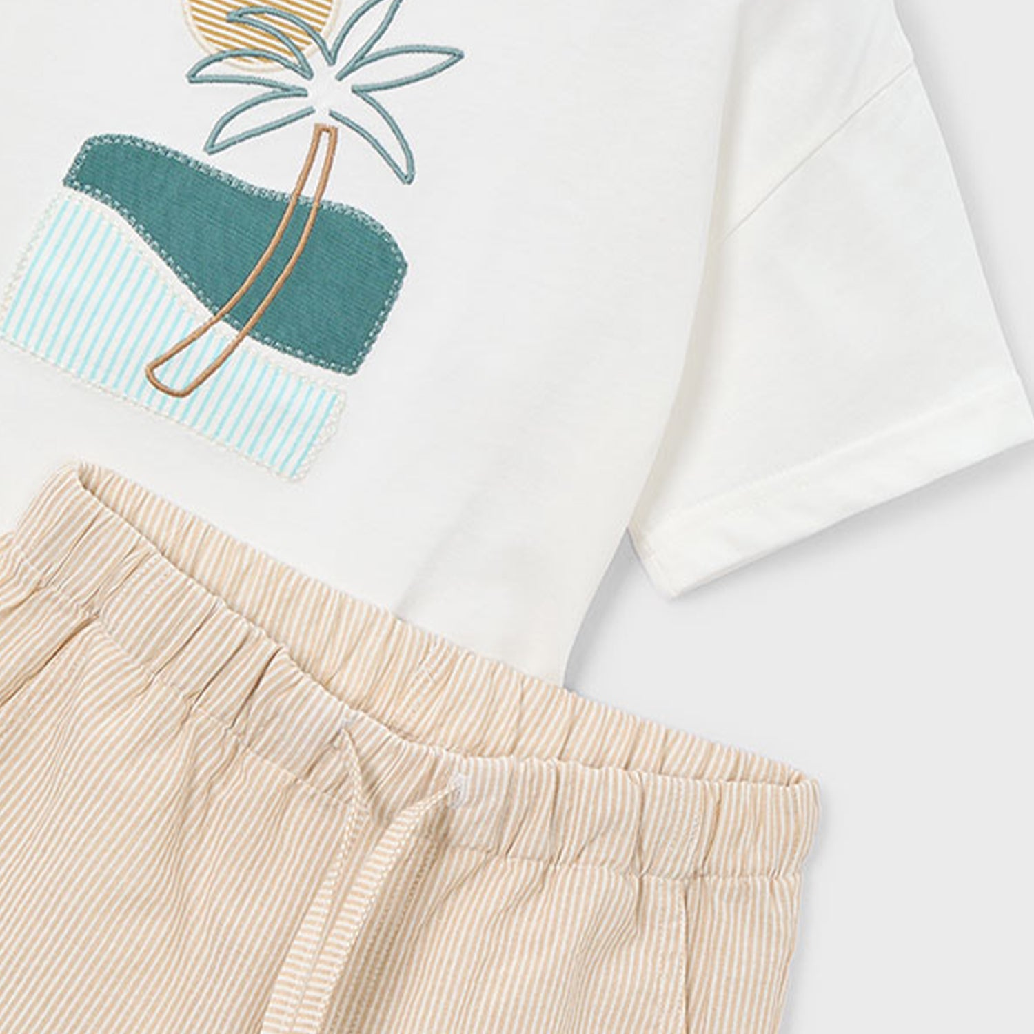 Beige Pin Stripe Short Set