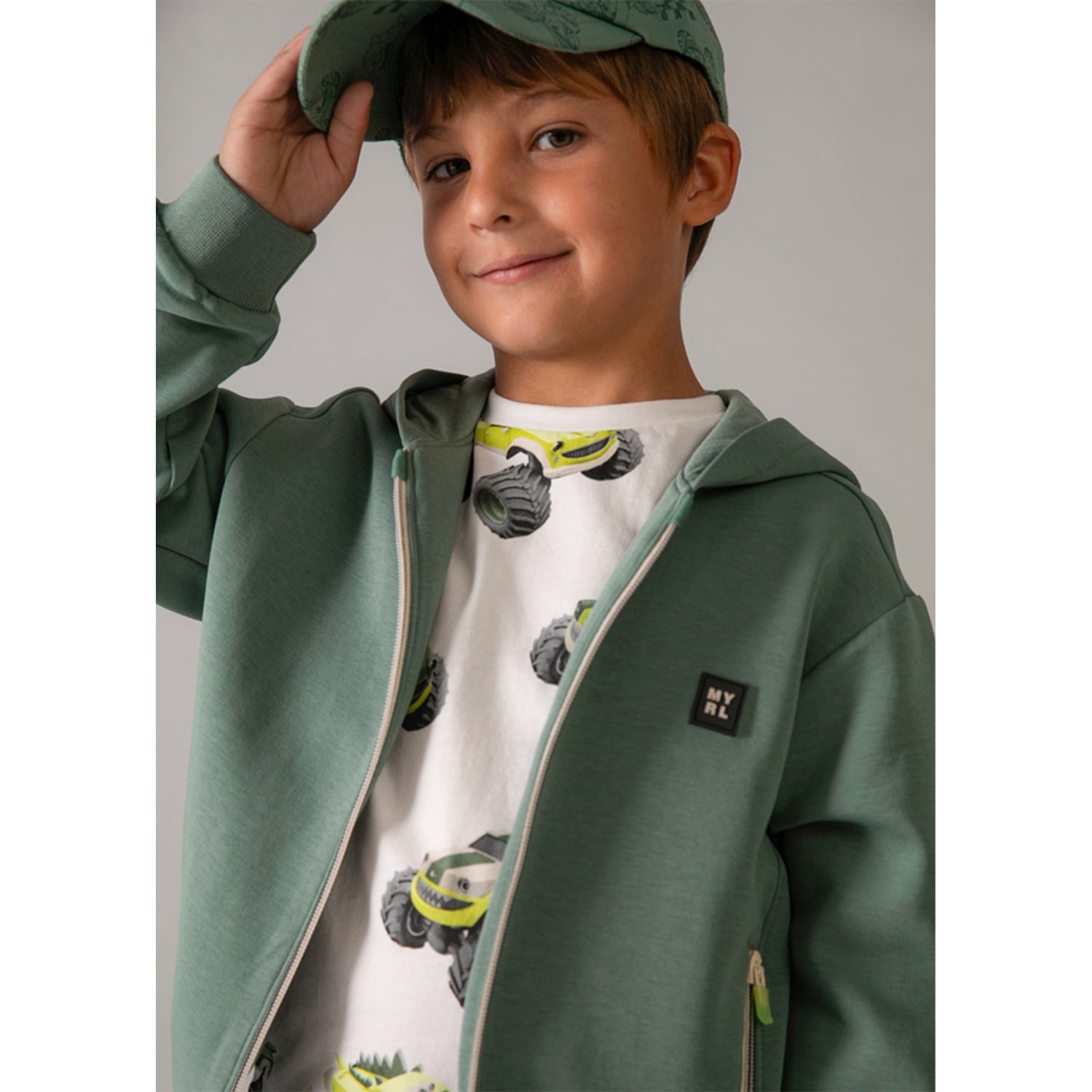 Khaki Sweat Hooded Short Set