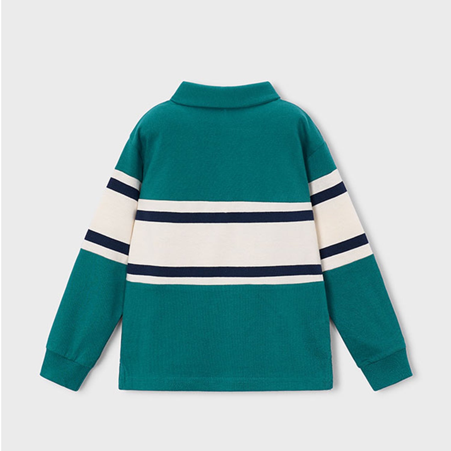 Green Block Stripe Polo Top