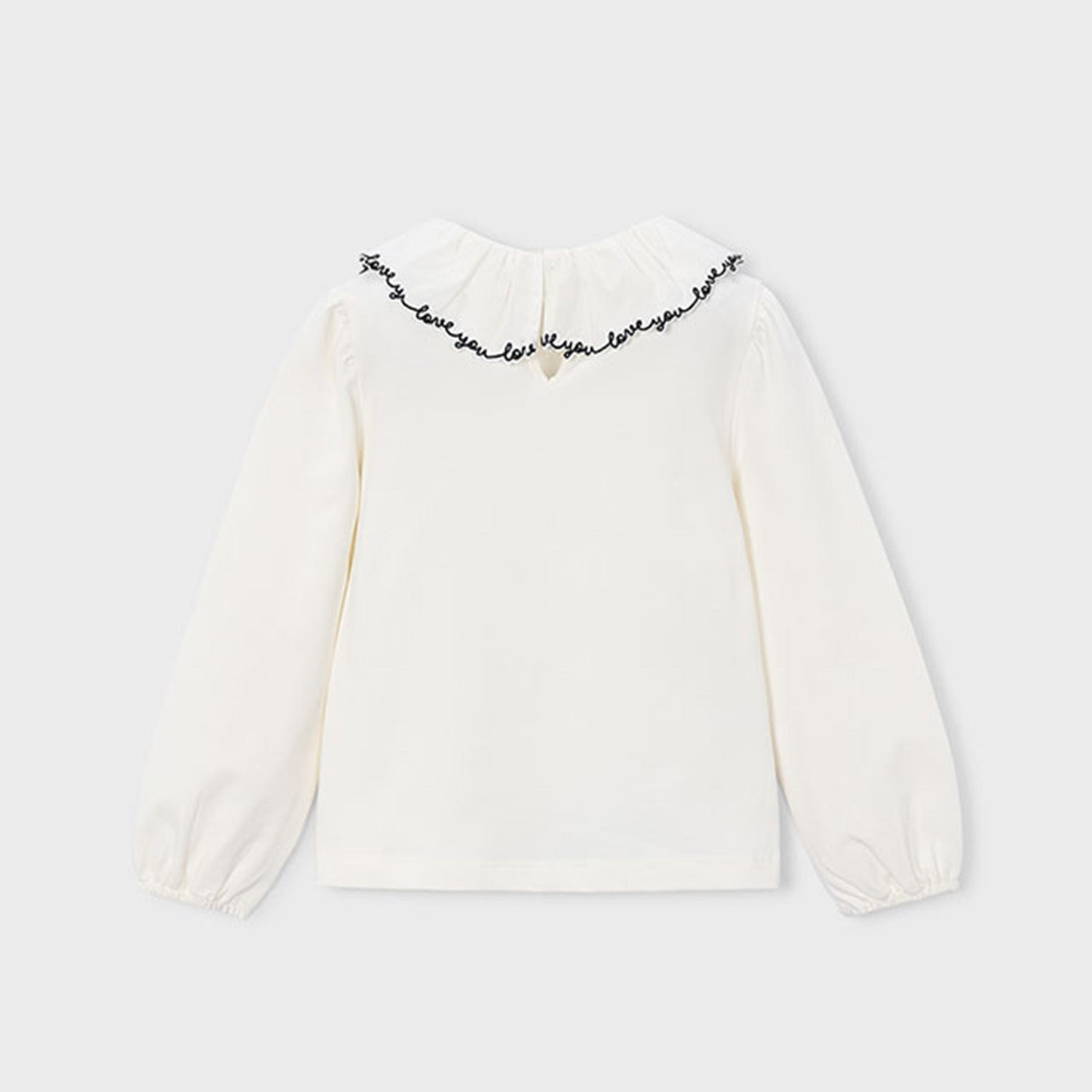 Ivory Love You Ruffle Neckline Top