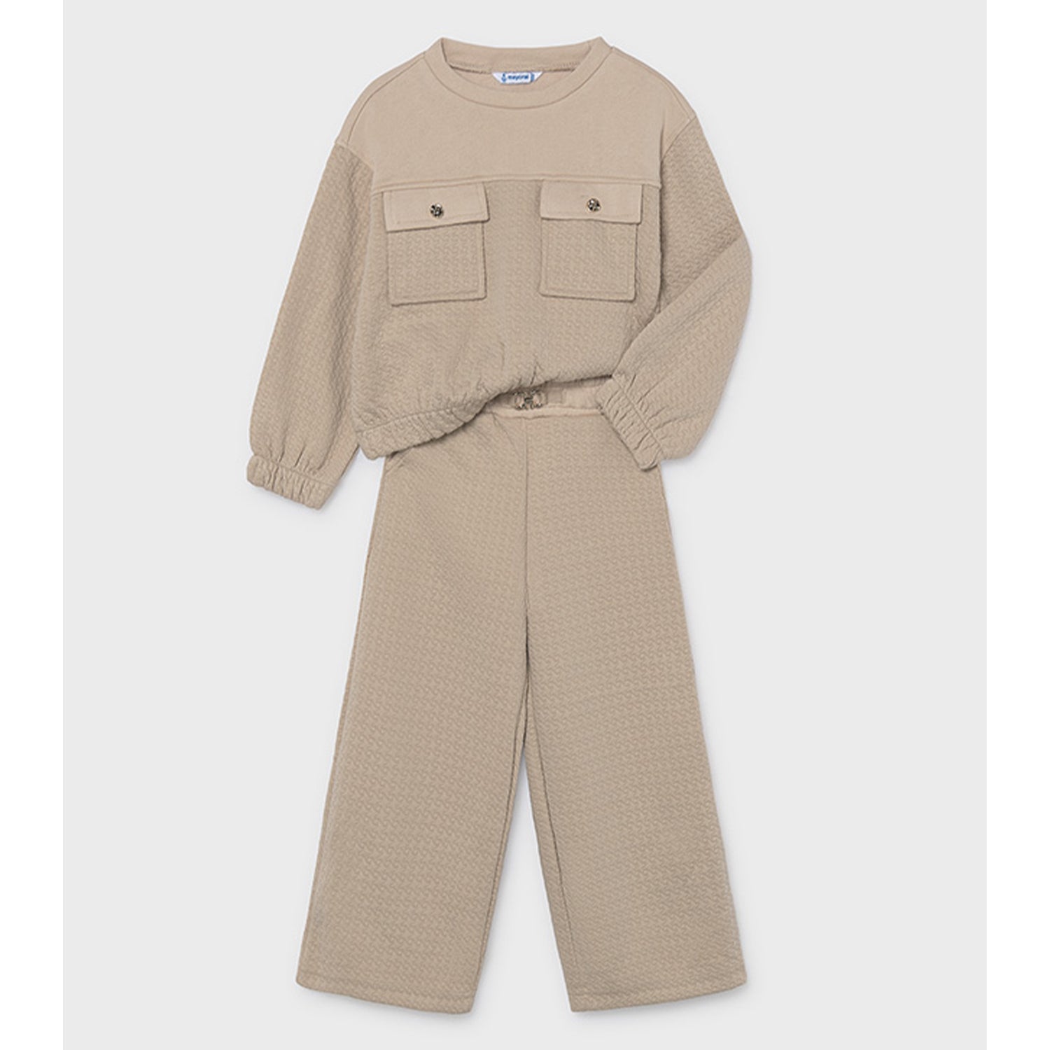 Beige Textured Padded Tracksuit