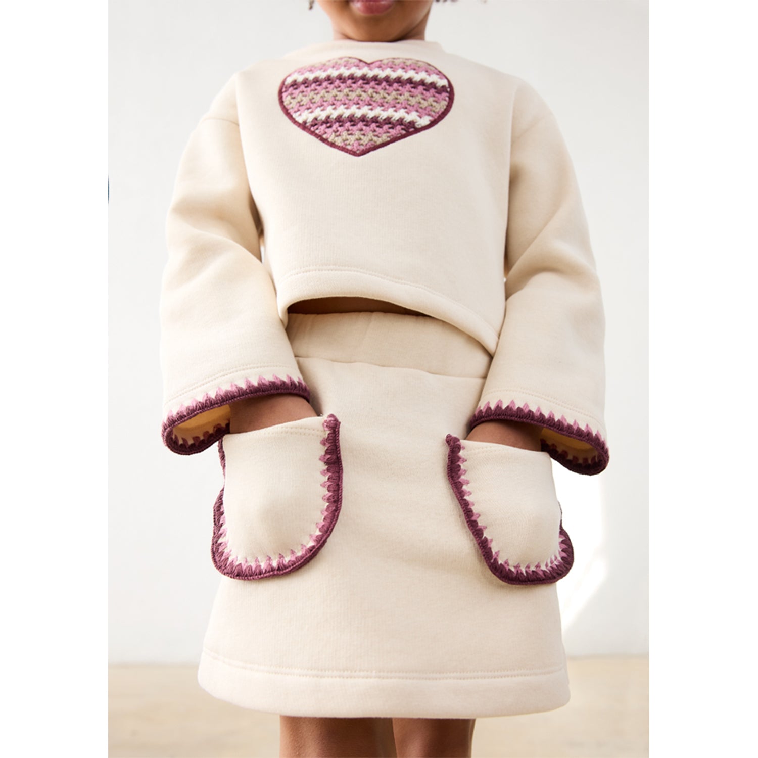 Beige Sweat Skirt Set