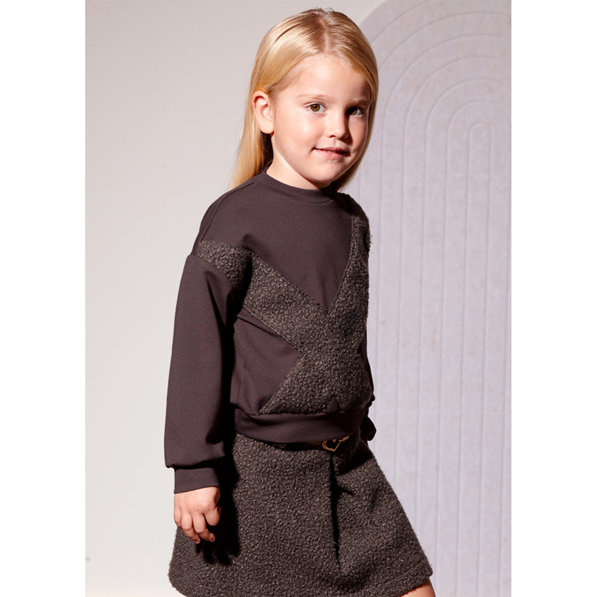 Brown Bouckle Skirt Set