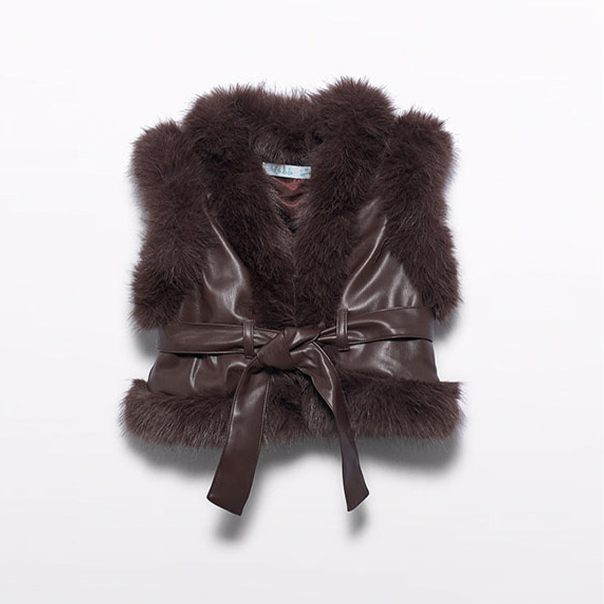 Brown Faux Fur Trim Gilet