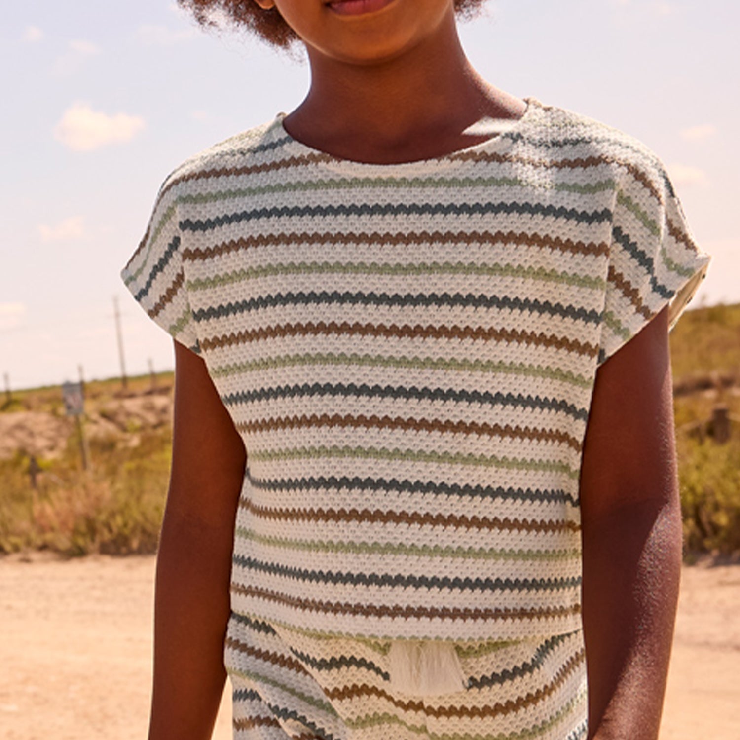 Stripe Crochet Trouser Set