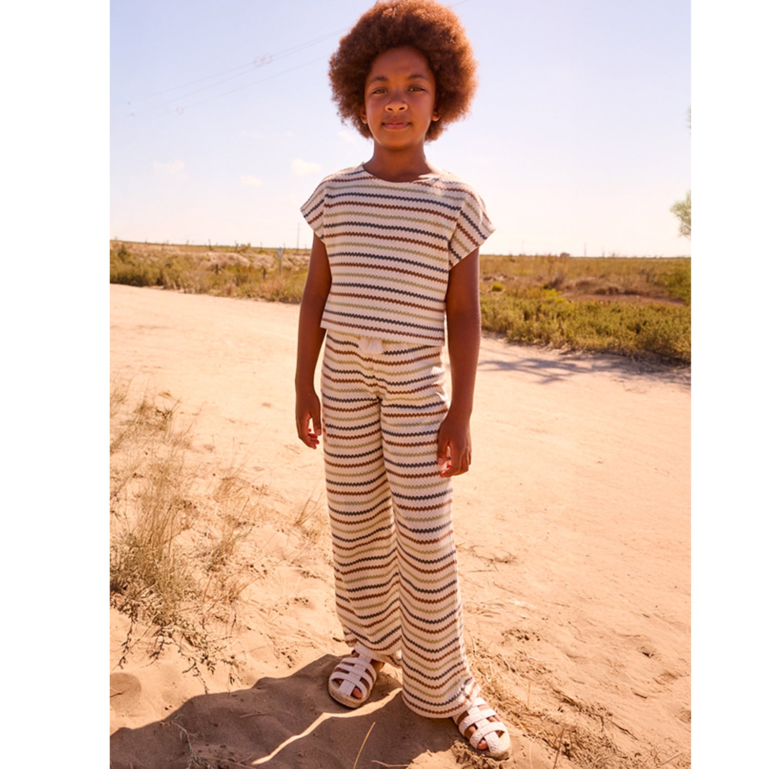 Stripe Crochet Trouser Set