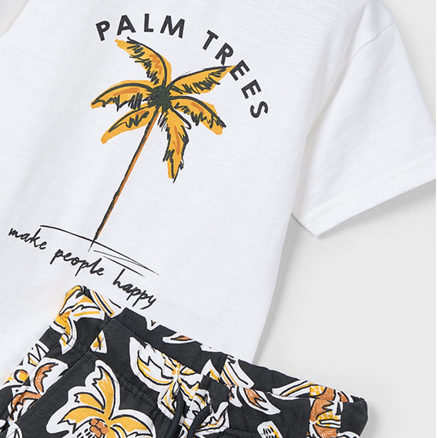 Black Palm Tree Short Set