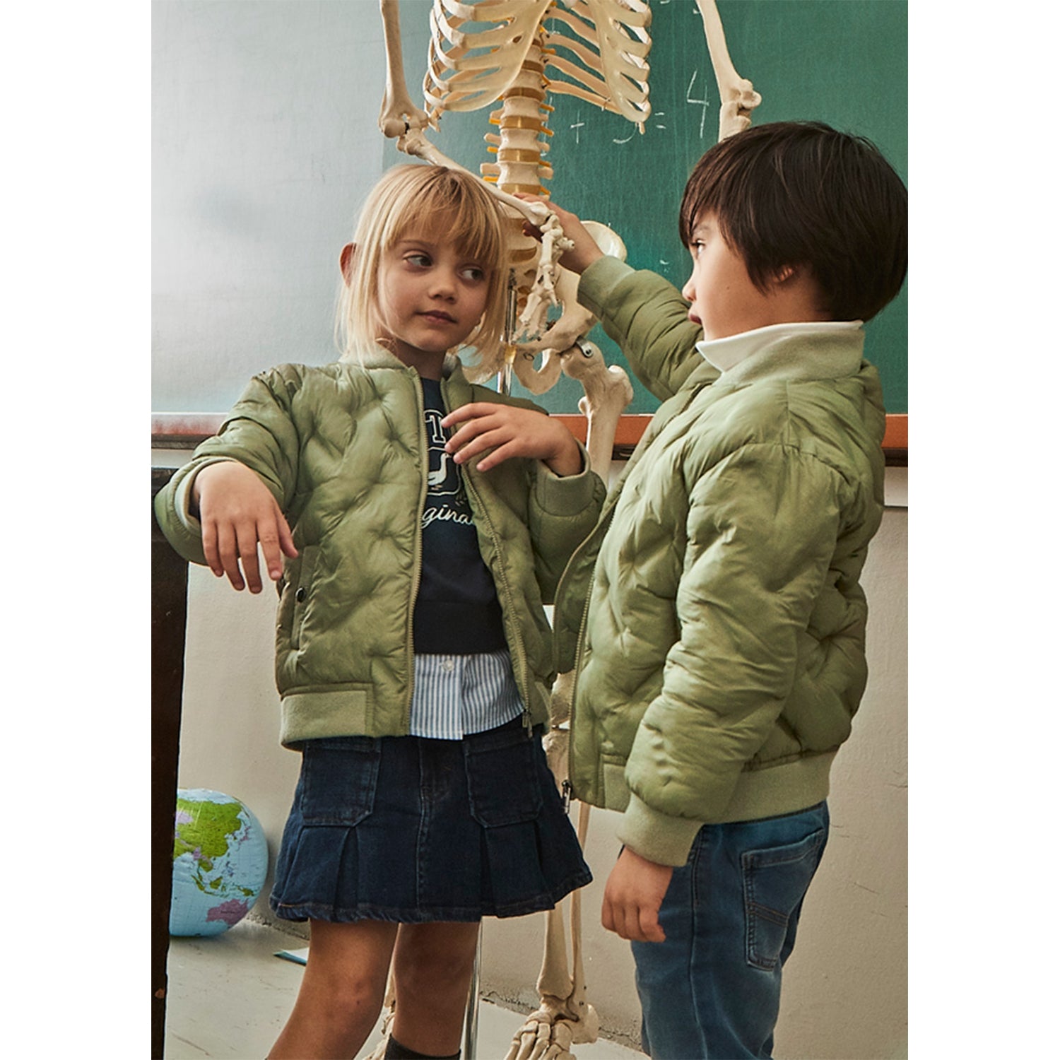 Pistachio Padded Bomber Jacket