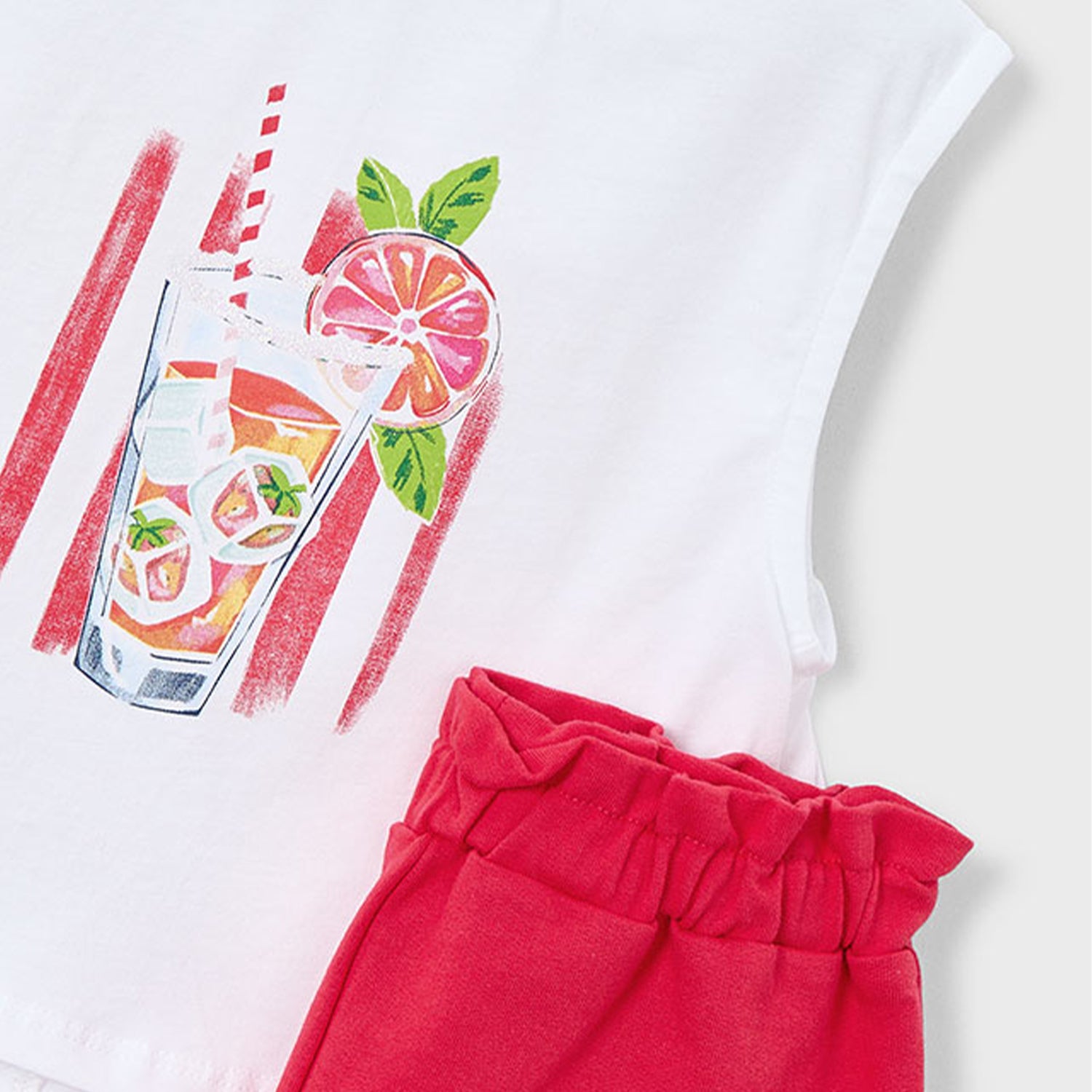 Red Drink Print Short Set