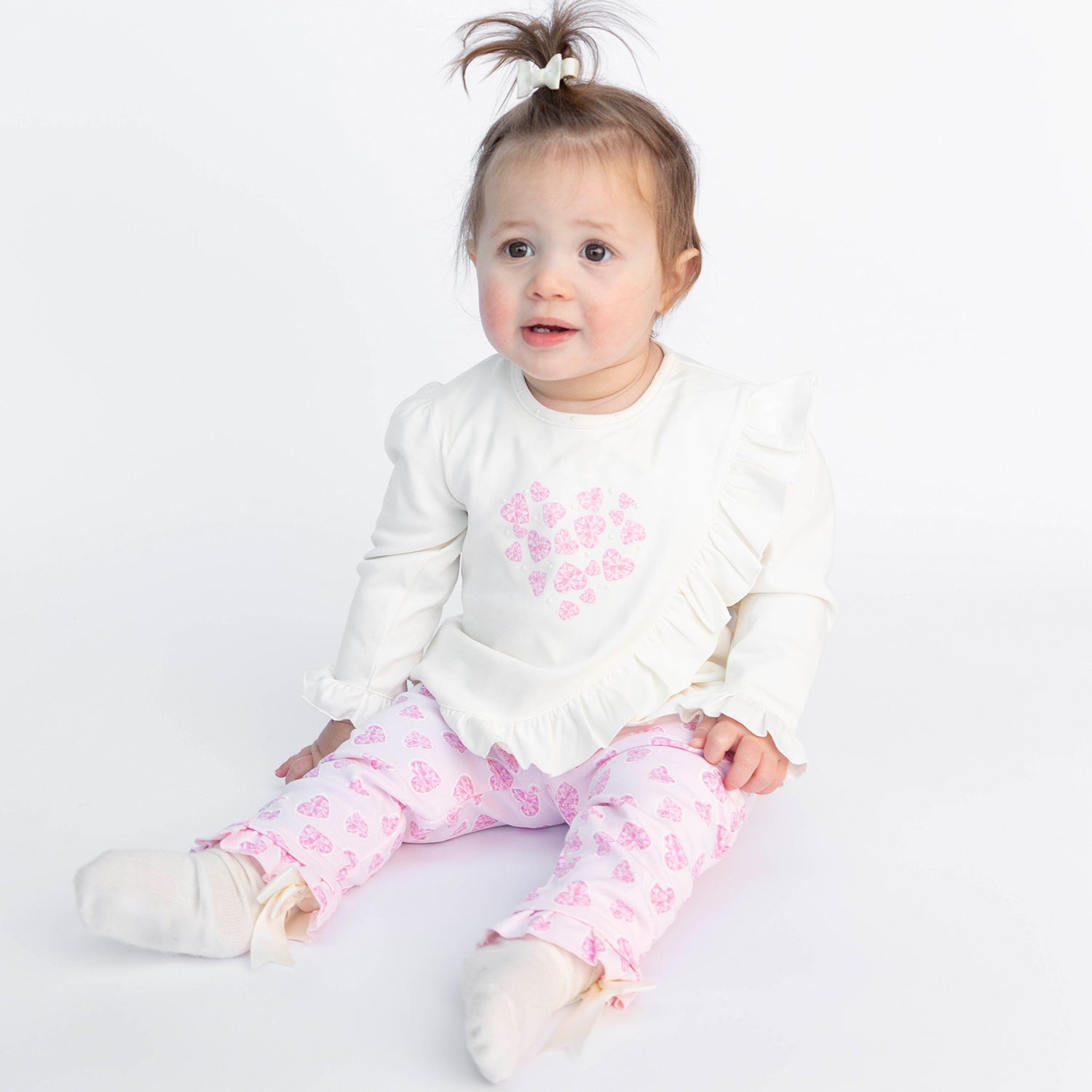 Pink Frill Heart Legging Set