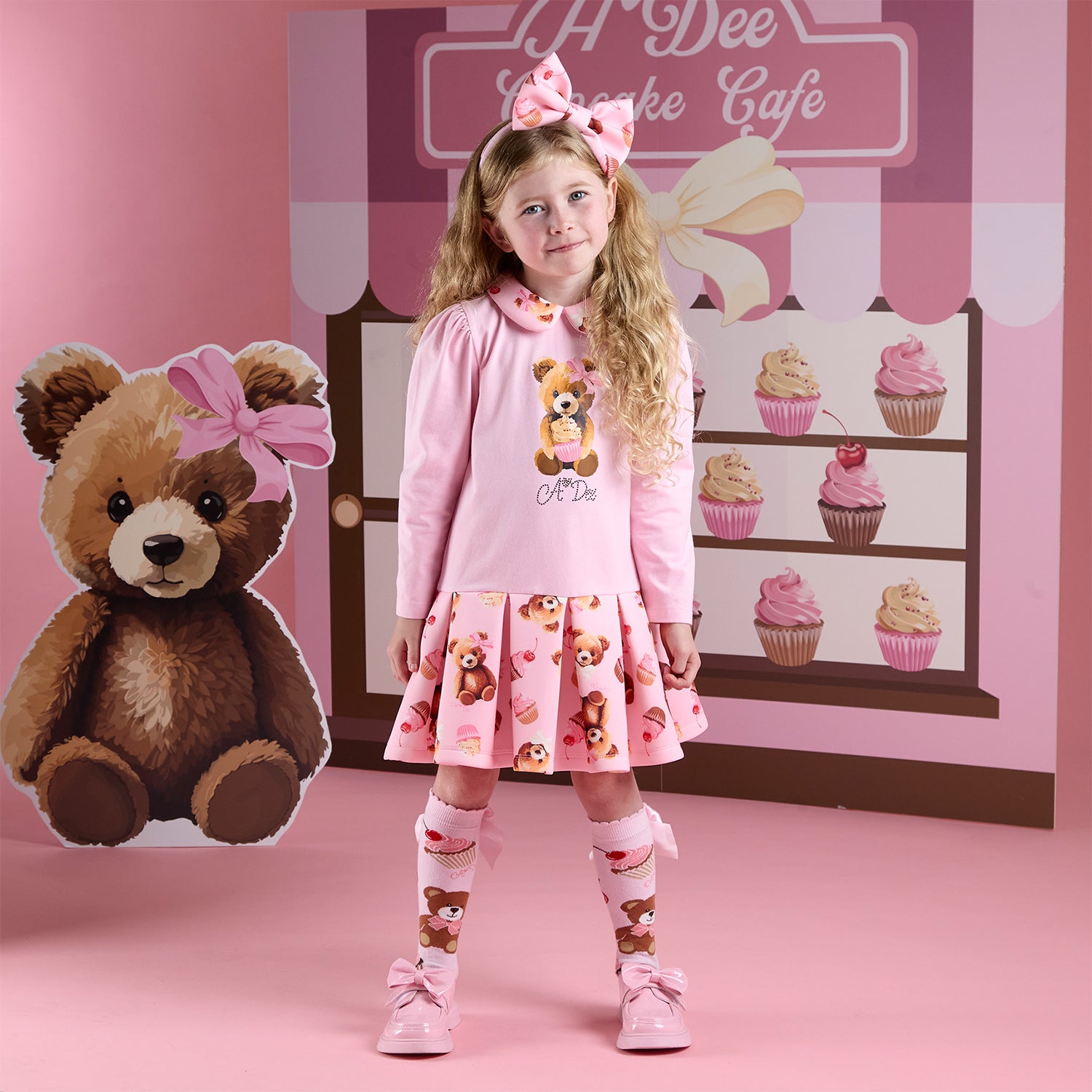 Pink Bear Print Dress