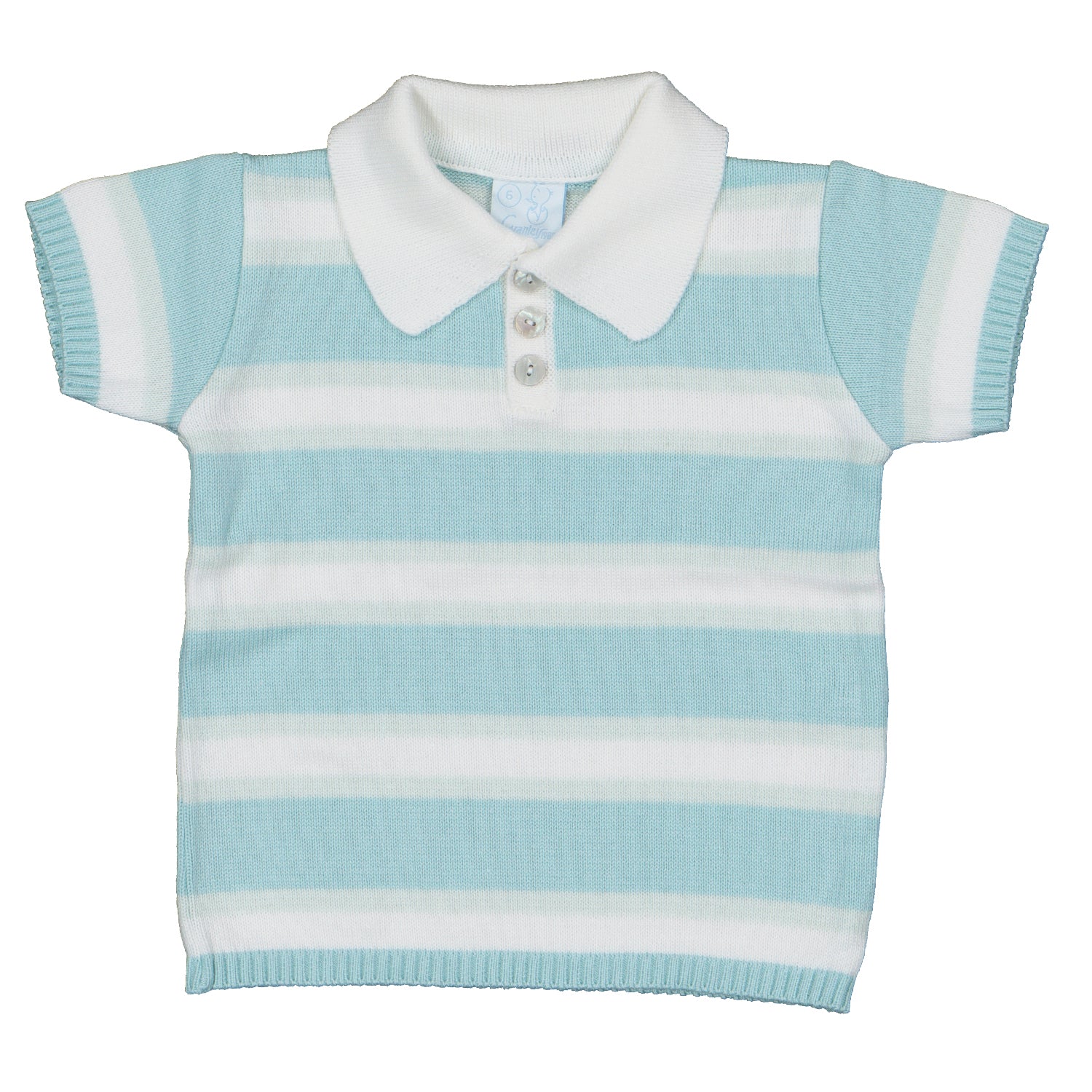 Aqua & Ivory Knit Polo Short Set
