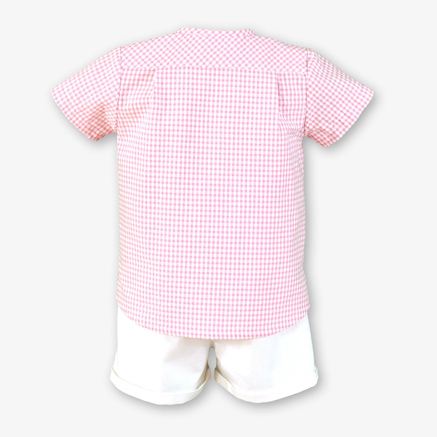 Boys Pink Check Short Set