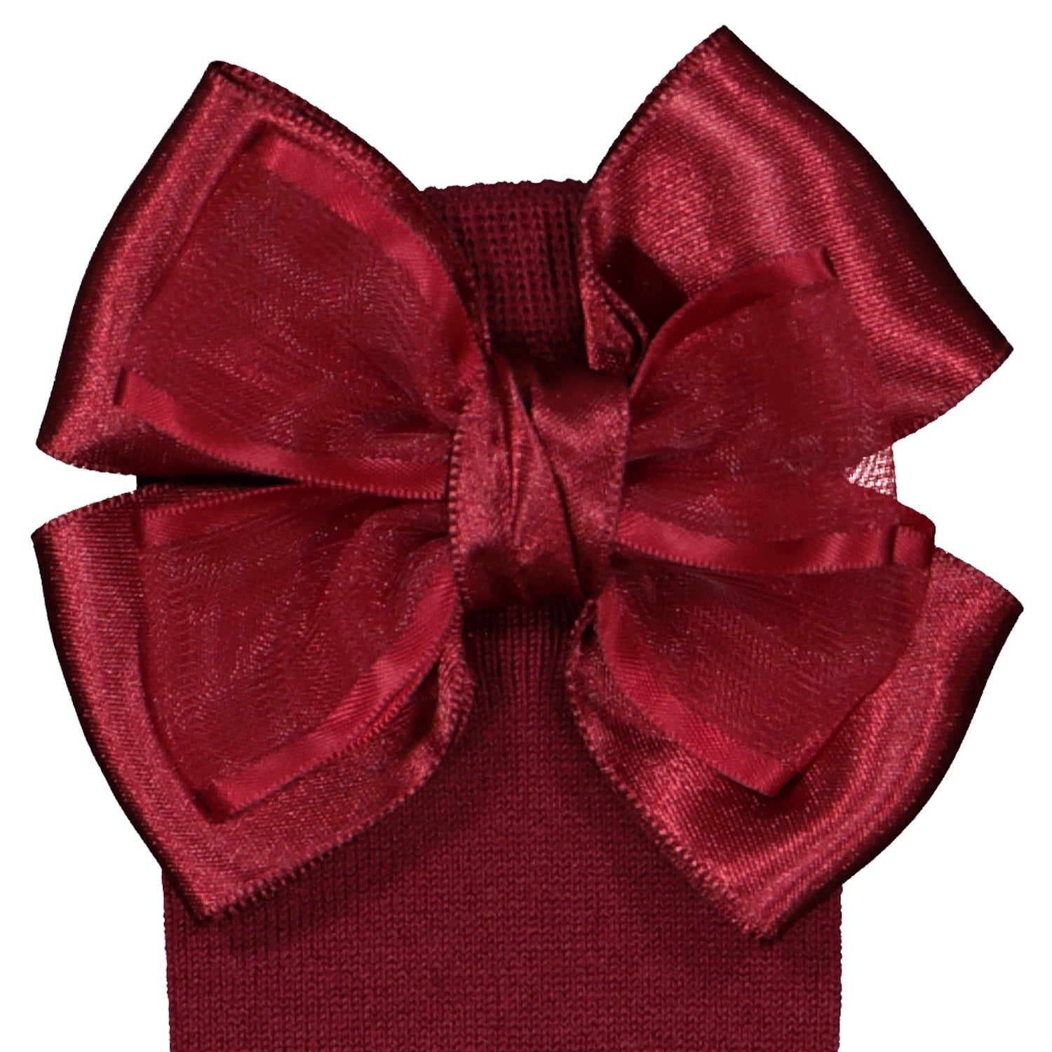 Bordeaux Double Bow Socks - Knee High