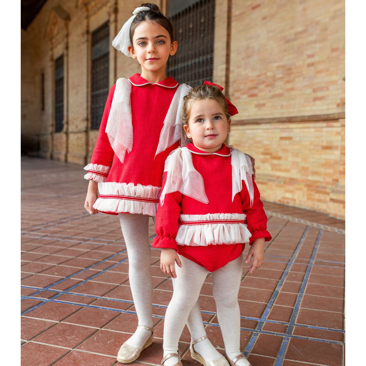 Red Tulle Trim Bloomer Set