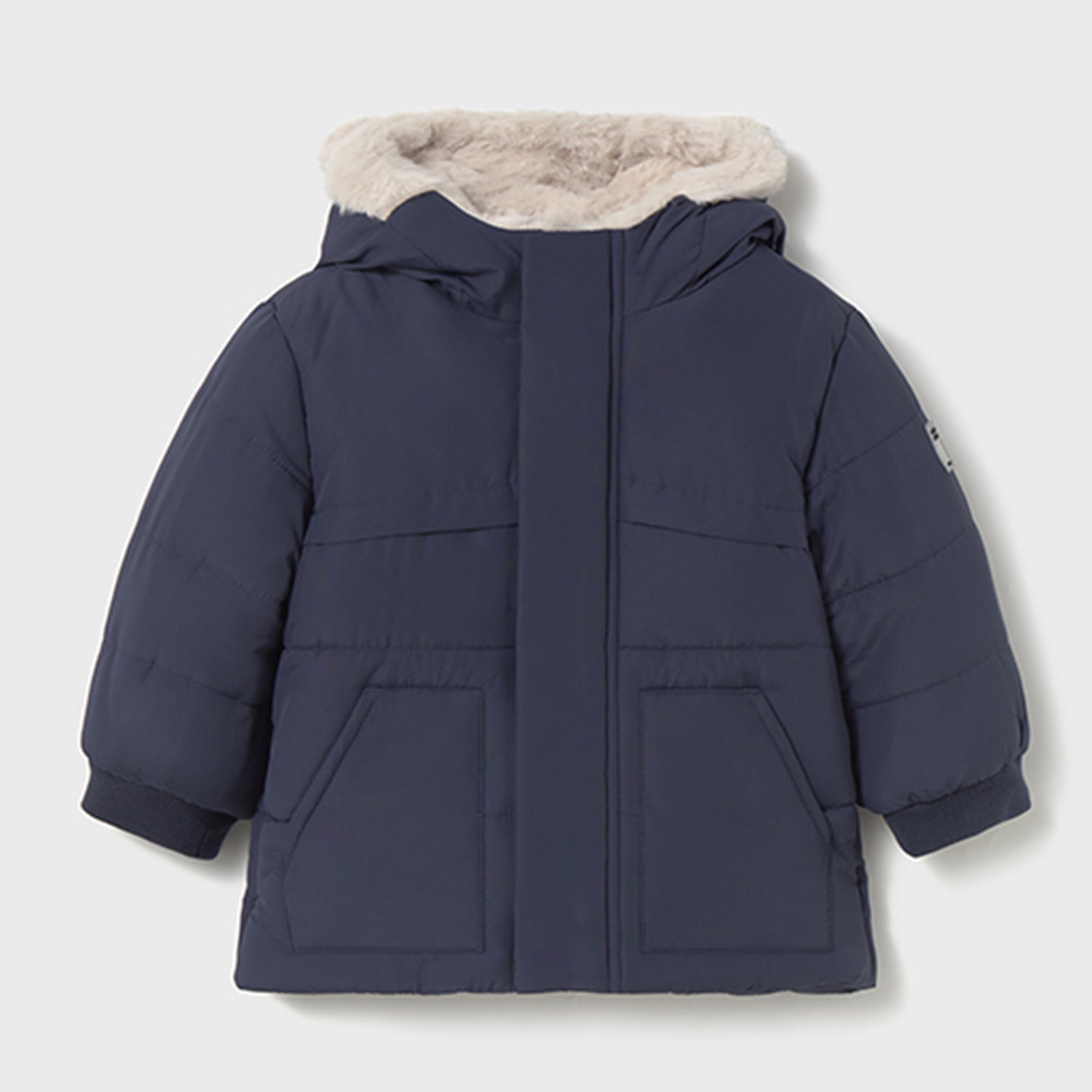 Navy Fur Trimmed Coat