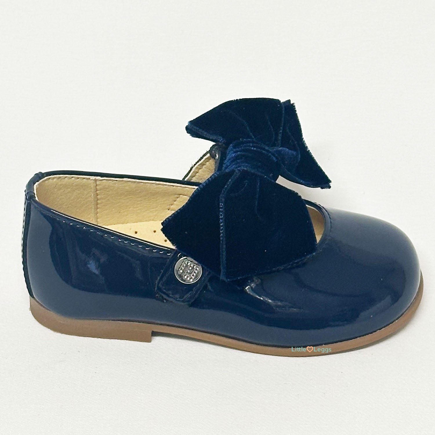 Navy Velvet Bow Patent Mary Jane Shoe