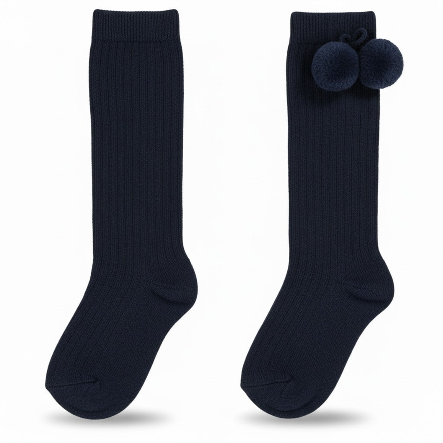 Navy Knee High - Pom Pom