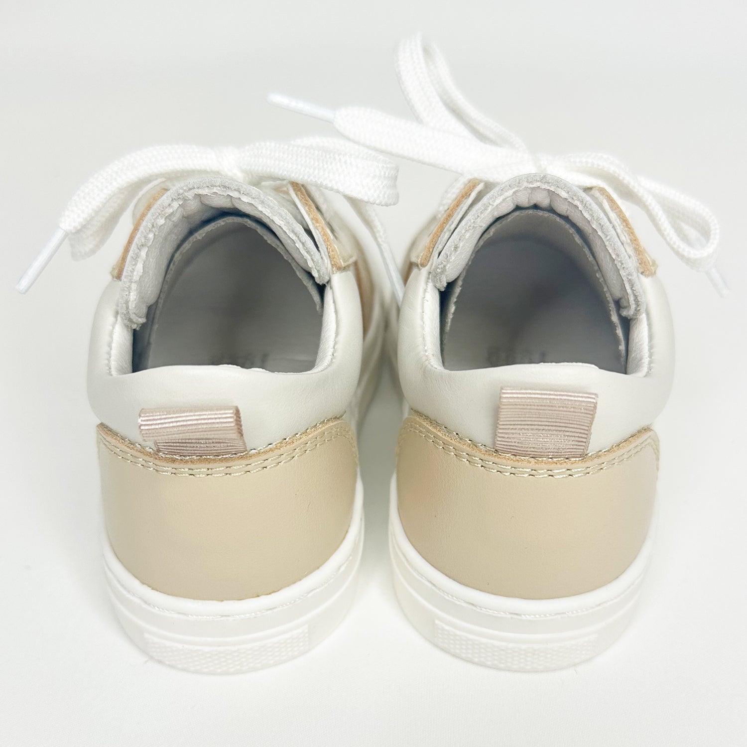 Nude & Beige Trim Leather Trainers