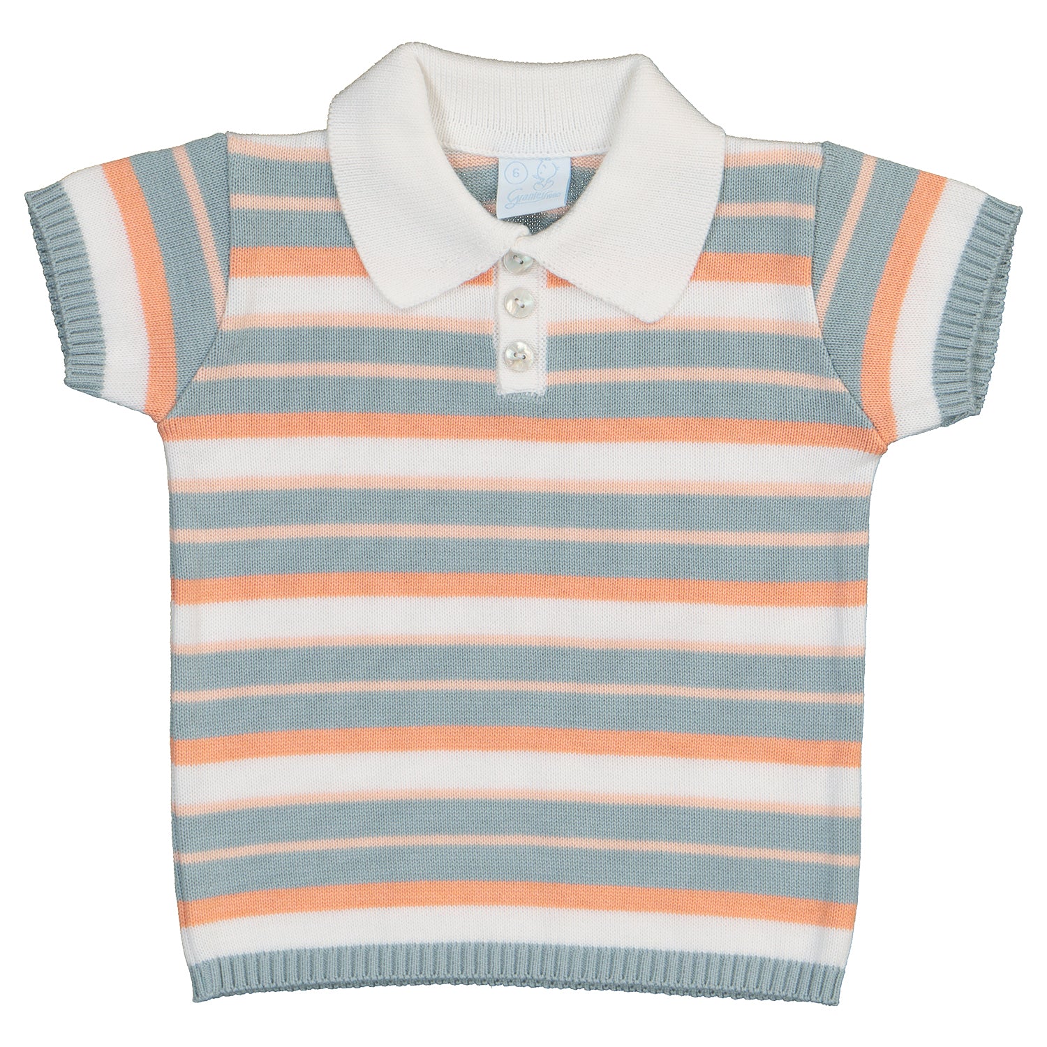 Orange Stripe Polo Short Set