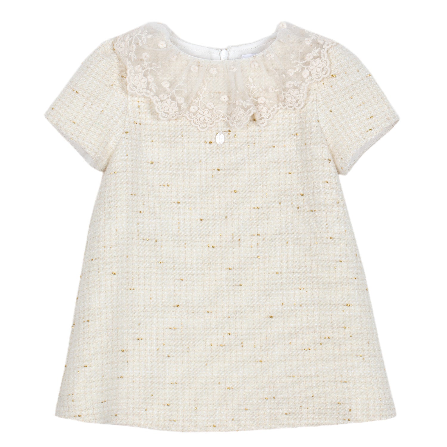 Ivory Tweed Lace Collar Dress