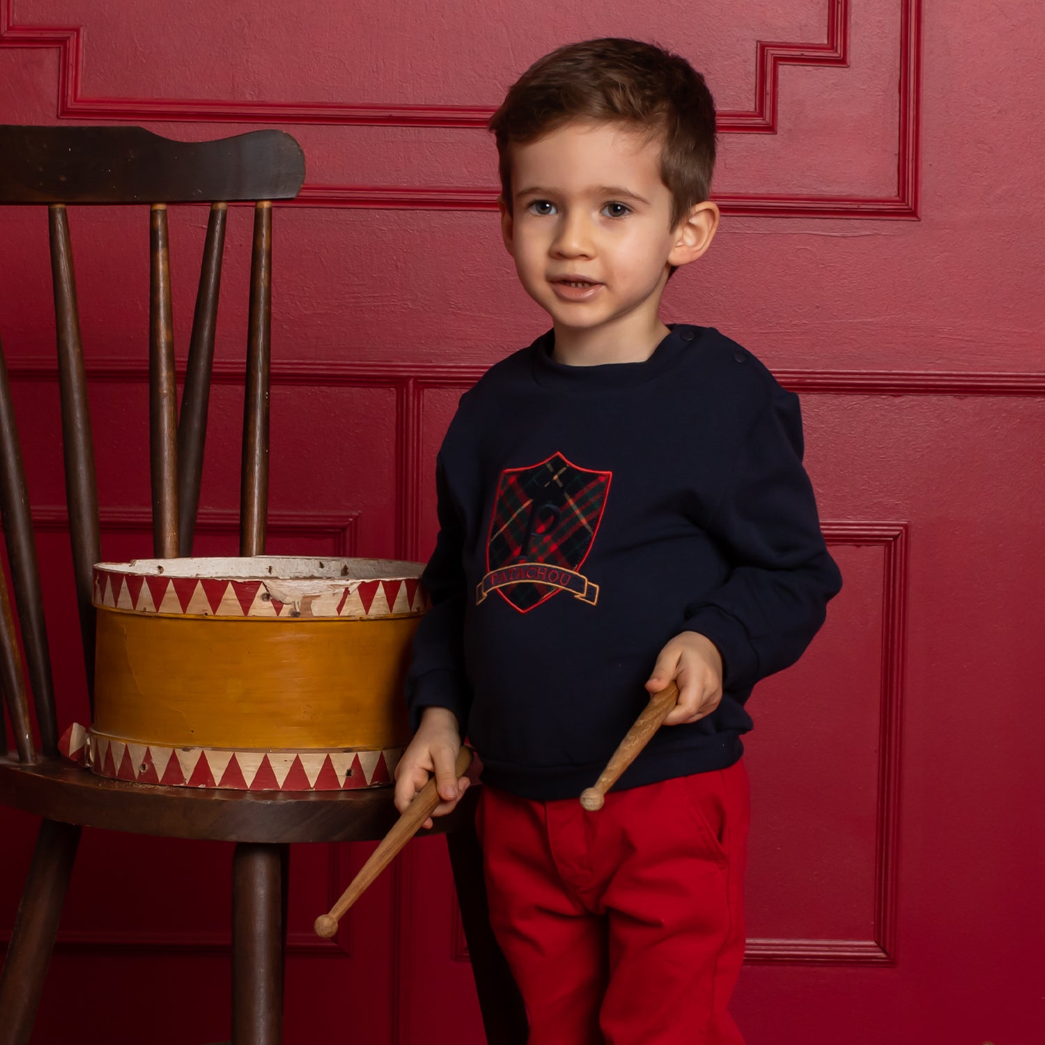 Boys Tartan Navy Sweater