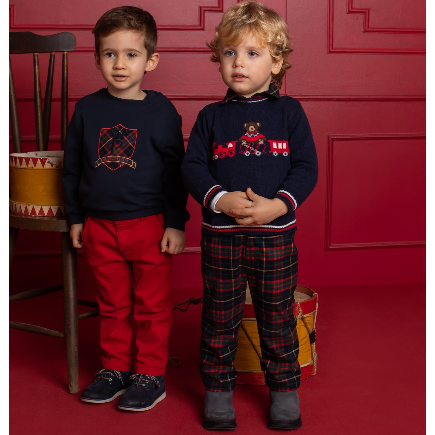 Boys Tartan Navy Sweater