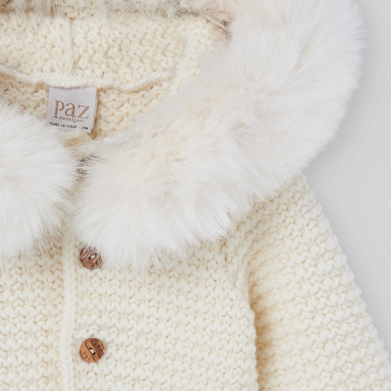 Cream Fauxfur Trim Coat