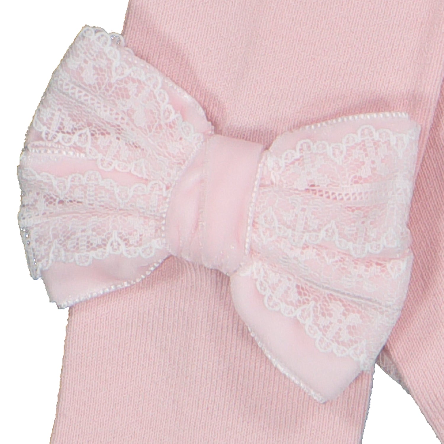 Pale Pink Velvet & Lace Tights