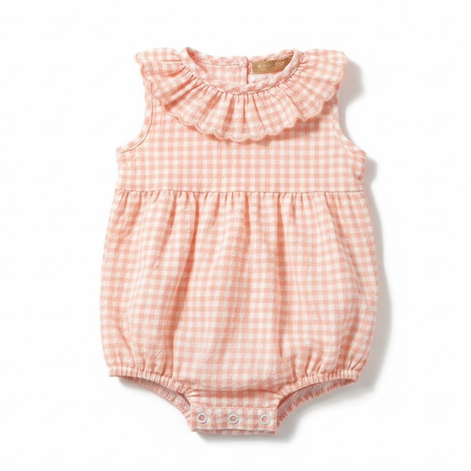 Salmon Check Romper