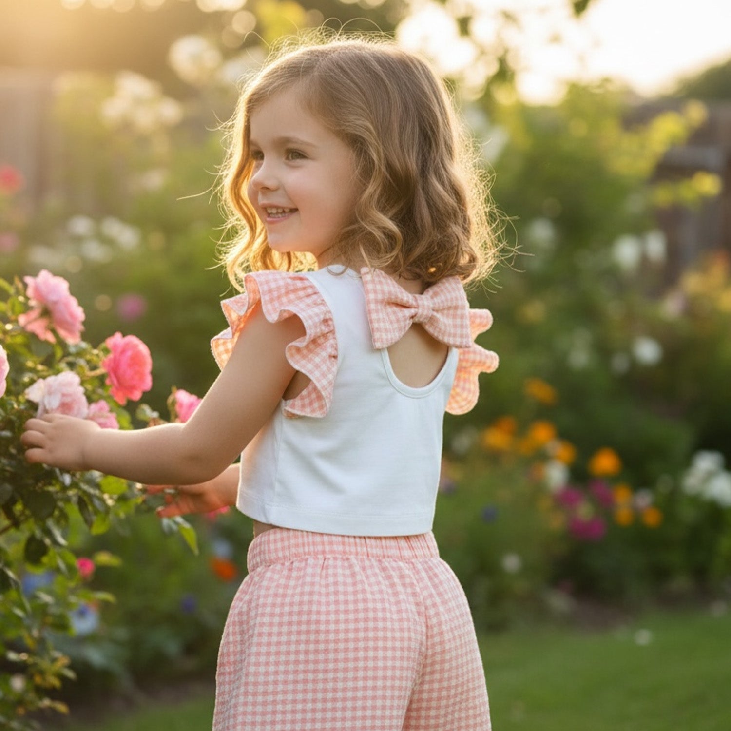 Salmon Check Short Set