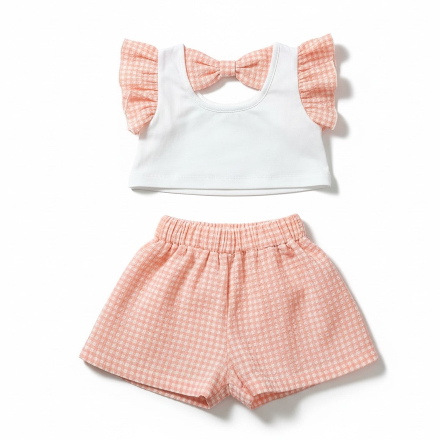 Salmon Check Short Set