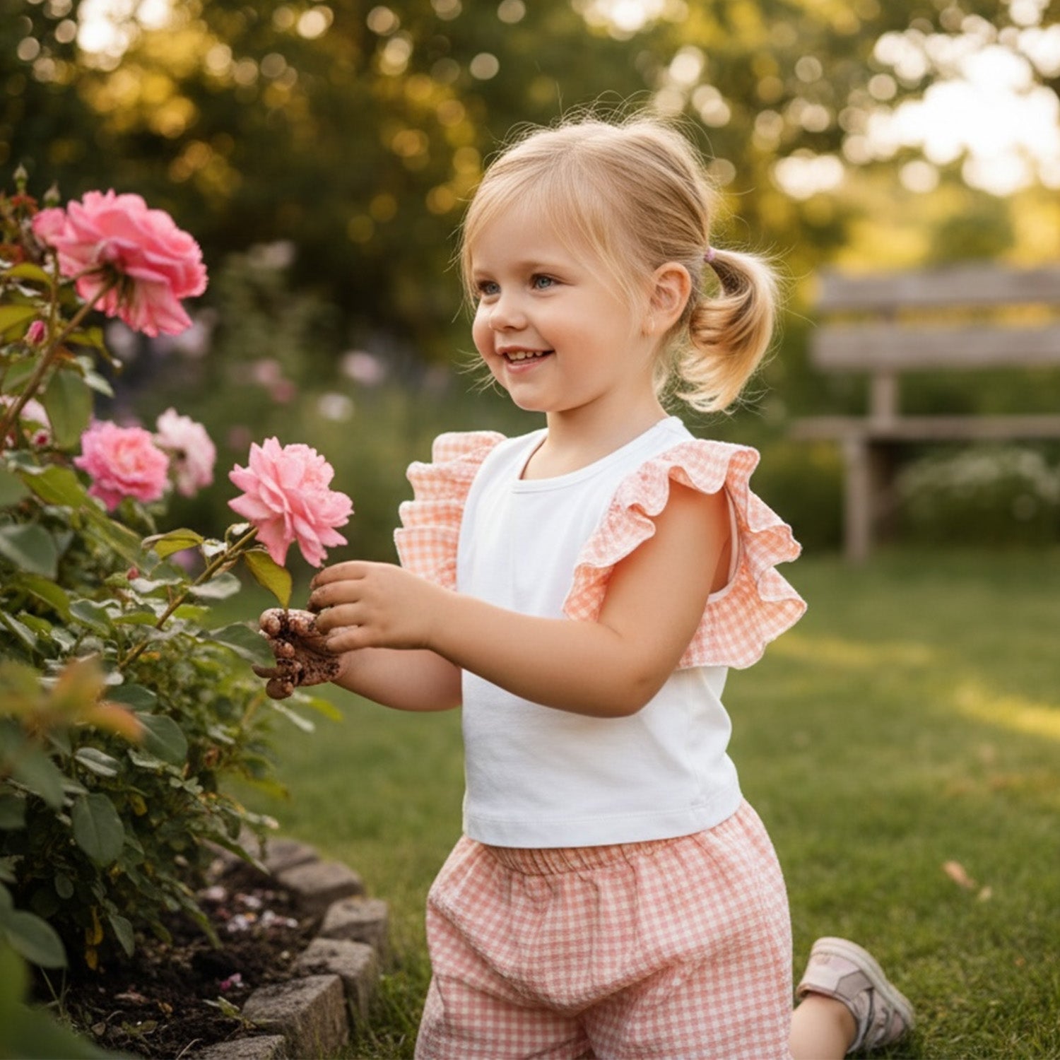Salmon Check Short Set