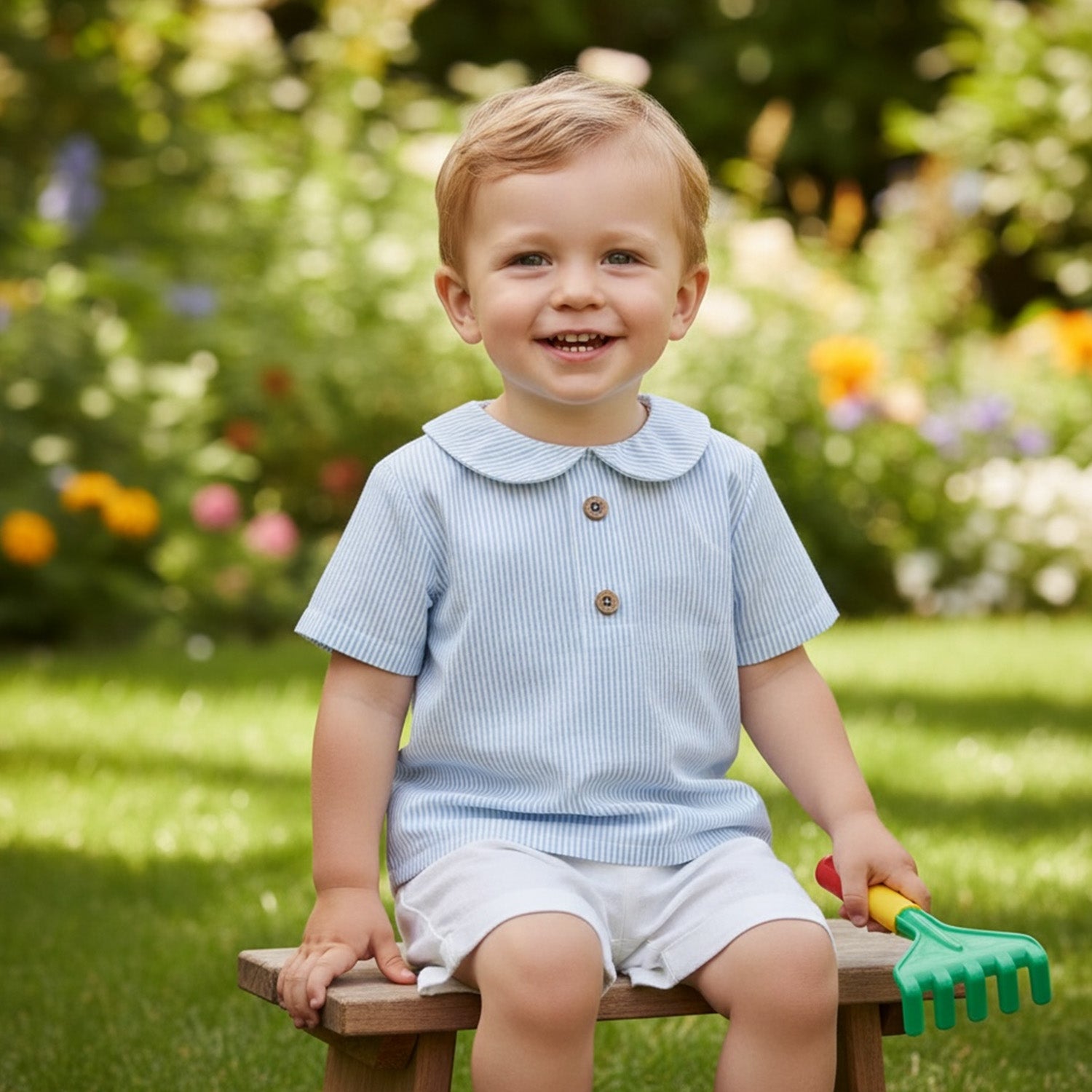 Blue Stripe Short Set