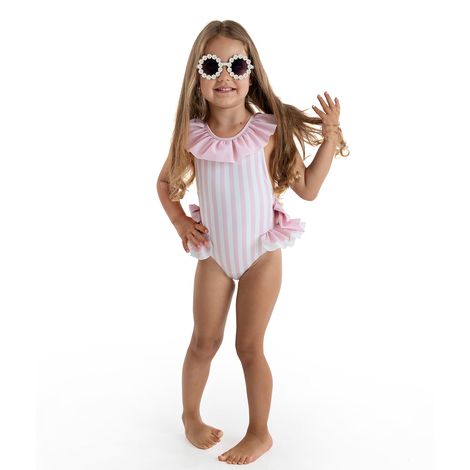 Pink and white striped one piece online