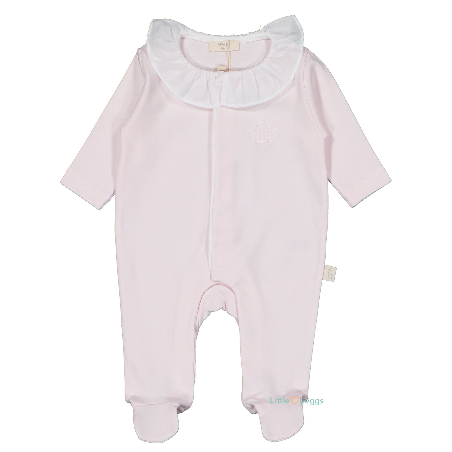 Pink Stripe Crown Cotton Babygrow